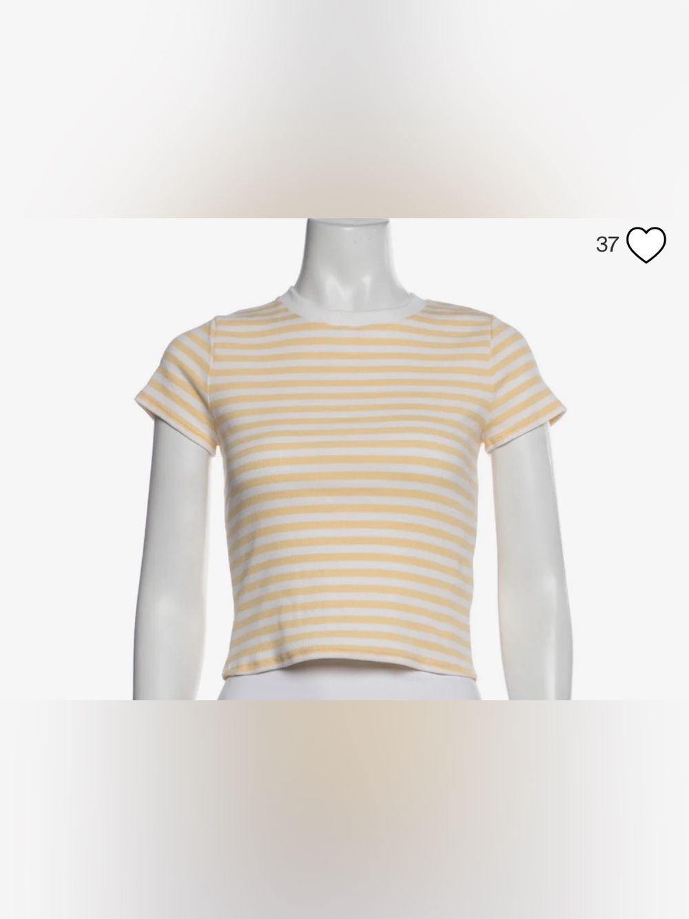 Sézane Striped Yellow & White Short Sleeve Ribbed Tee